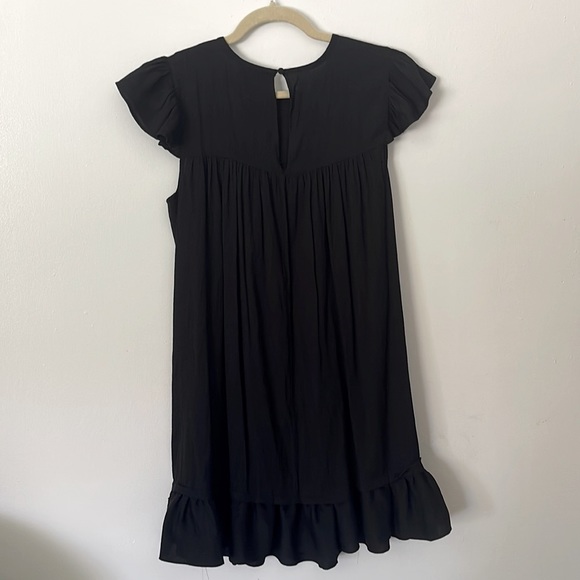 WHO WHAT WEAR | Women's Flutter Short Sleeve A-Line Dress Black S - Picture 2 of 7